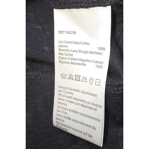 GERARD DAREL Women's Size 4 Black Linen Long Sleeve Lace Shirt -1350 - Picture 5 of 7